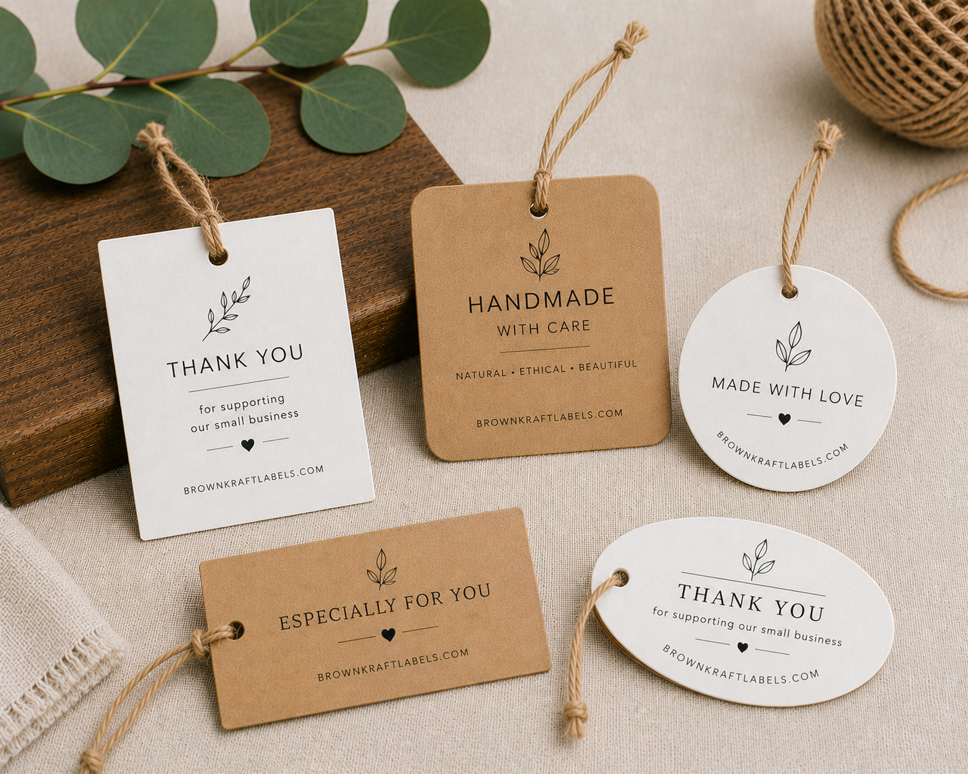 Brown Kraft or White Printable Hang Tag Sheets